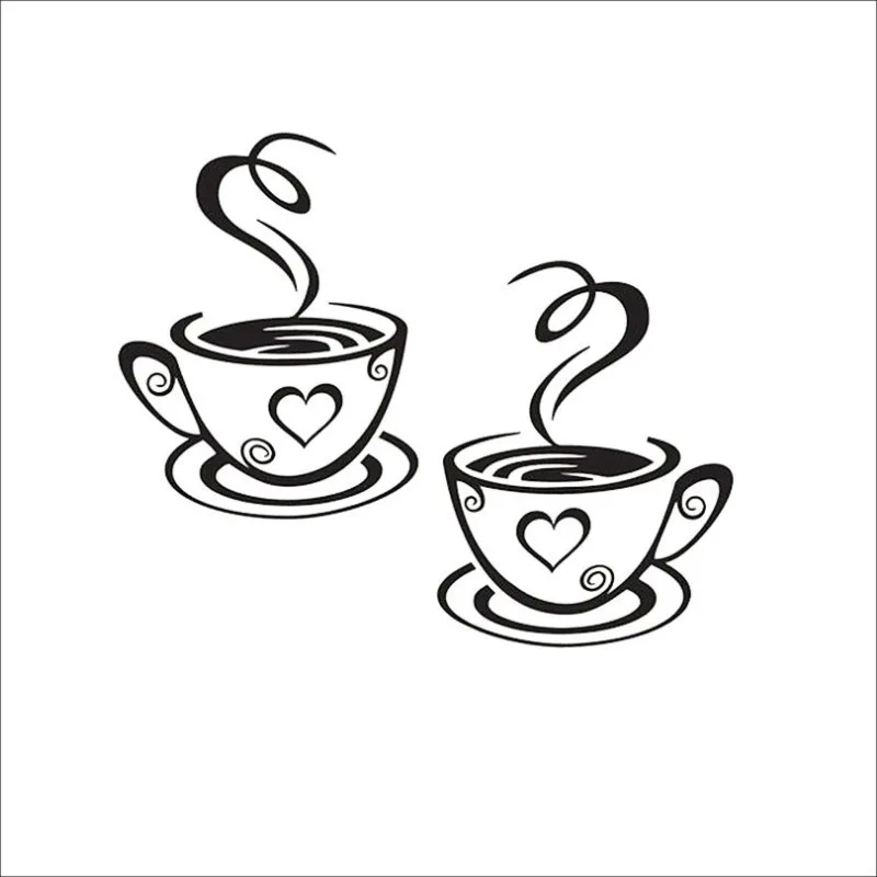 Factory Direct Wholesale Cross border New Pair of Coffee Cup Coffee Removable Wall Decal Decorative Paintings