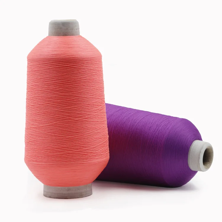 75D/2 dope dyed Polyester  colorful High Stretch elastic Yarn imitation nylon yarn for socks and flat knitting machine