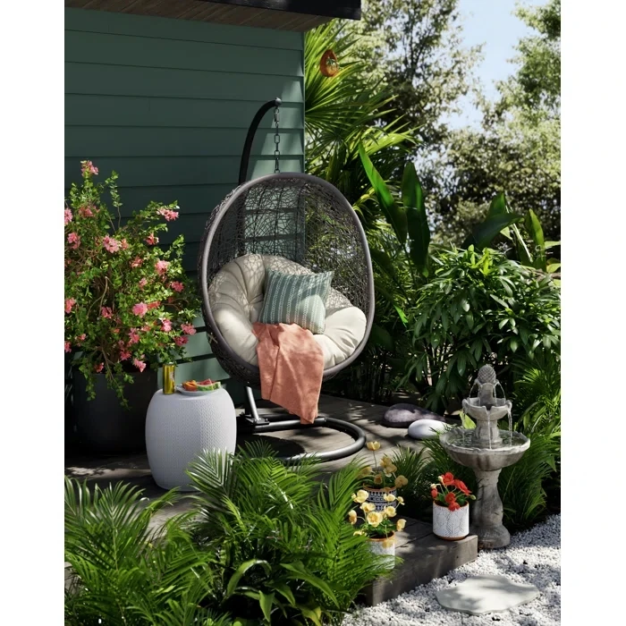 Nest basket chair indoor balcony metal rattan wicker backyard garden outdoor furniture hanging patio swing egg chair with stand