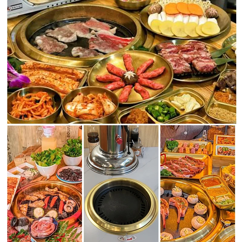 Korean Commercial Bbq Equipment Fast Heating Indoor Restaurant Round barbecue Grill Smokeless Charcoal BBQ Grill For Restaurant