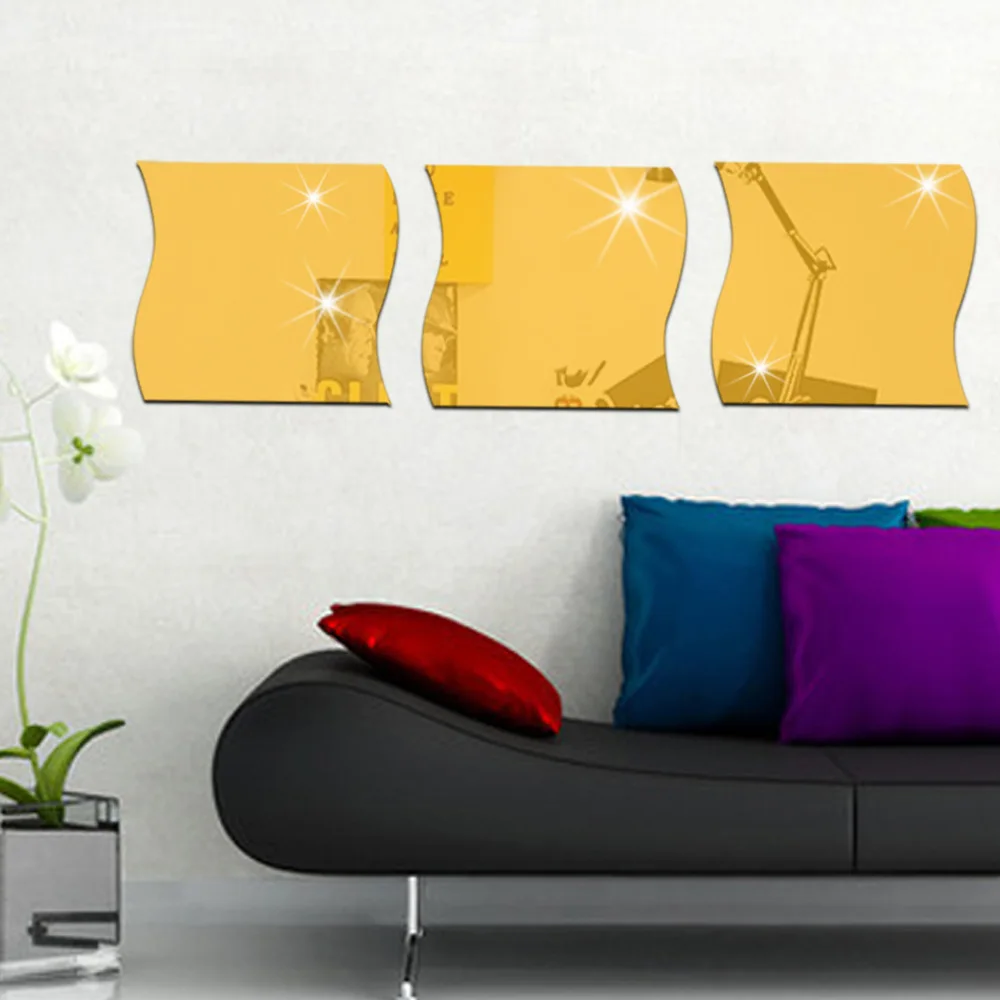 YIYAO Flexible Non Glass Acrylic Mirror Sheet Tiles Self Adhesive Plastic Wall Stickers Mirror