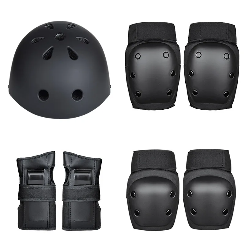 7pcs/set Adjustable Cycling Skiing Scooter Other Sports Protective Gear Set Knee Pads Armor and Elbow Pads Helmet for Kids
