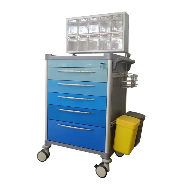 Healthcare ABS Medical Lockable Cart Metal Anesthesia Trolley