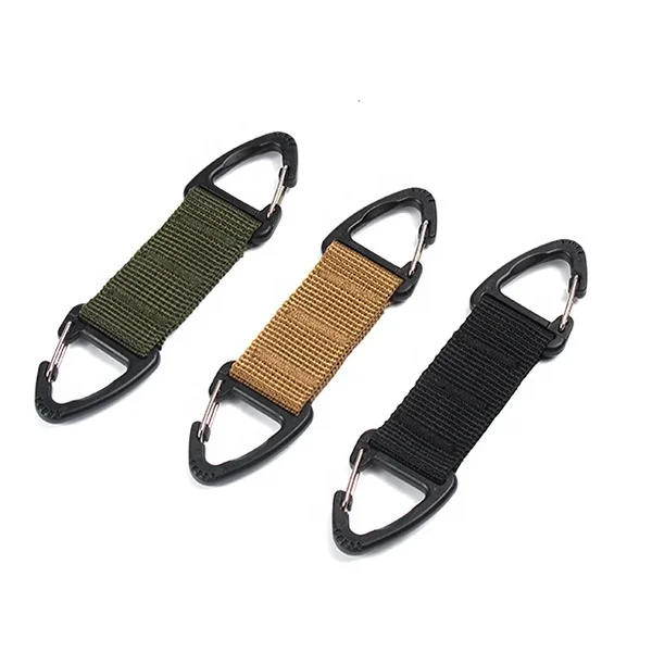 HB Tactical Belt Webbing Key Ring Holder Bag Hook Buckle Strap Clip Outdoor Travel Hiking Camping carabiner keychain with logo