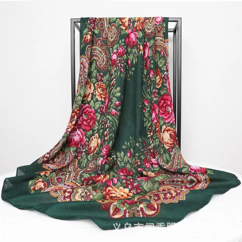 new ethnic wind 85cm large square scarf cotton turban bib autumn and winter warm scarf spring and summer sunscreen shawl