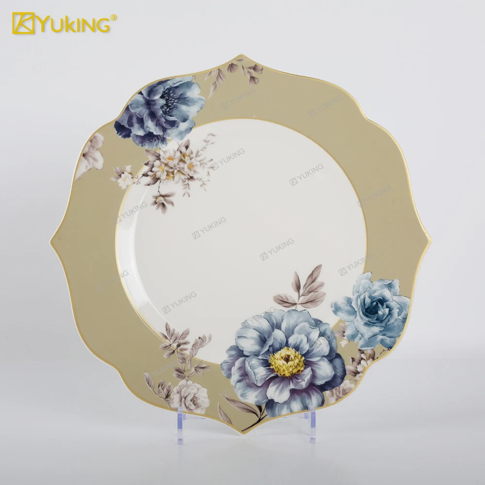 Manufacturer Wholesale 16 pcs Customized Embossed Tableware Applique Tableware Ceramic Dinner Plate Sets