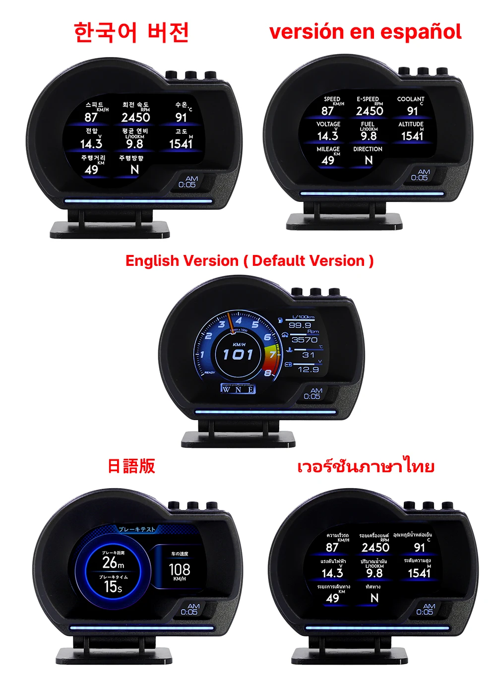 Vjoycar V60 новейший дисплей на лобовом стекле Автомобильный OBD2 + GPS смарт-Автомобильный датчик HUD Multi-lang EN KR TH JP ES цифровая сигнализация безопасности