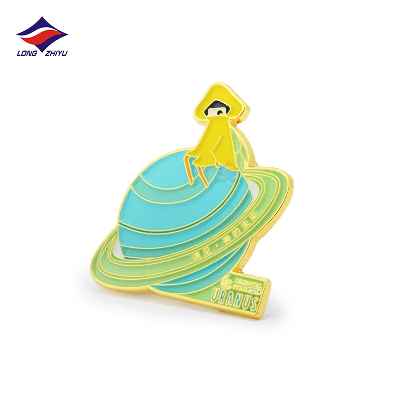 Longzhiyu Cute Custom Cartoon Soft Enamel Badges with Letter Personalized Planet Enamel Pin Badge