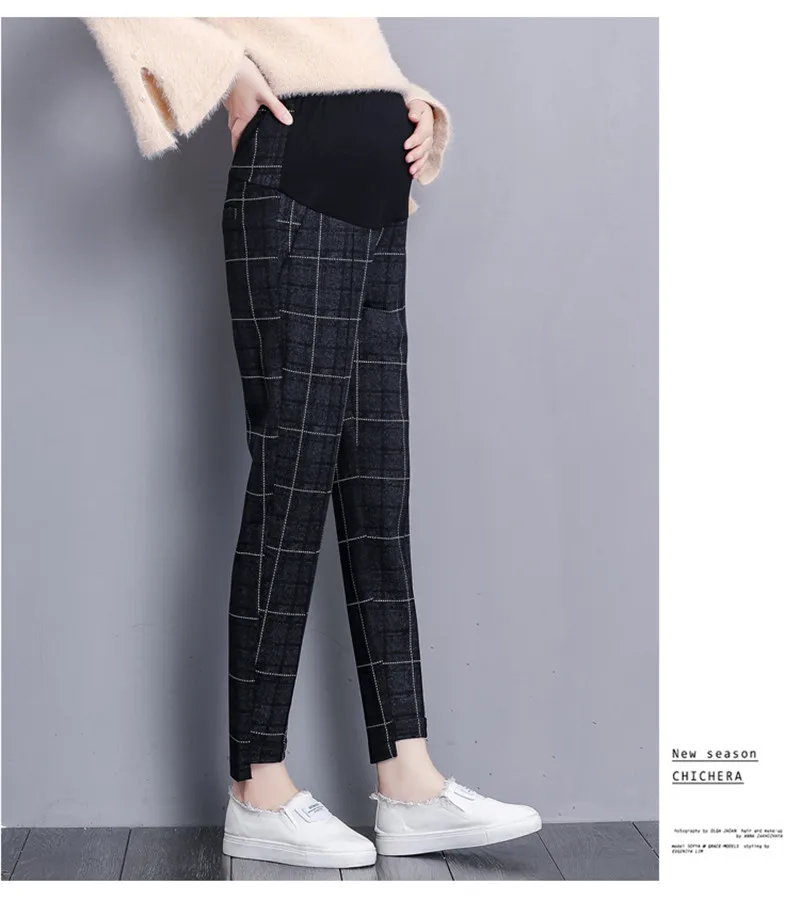 
Autumn fashion plaid loose casual harem long maternity pants 