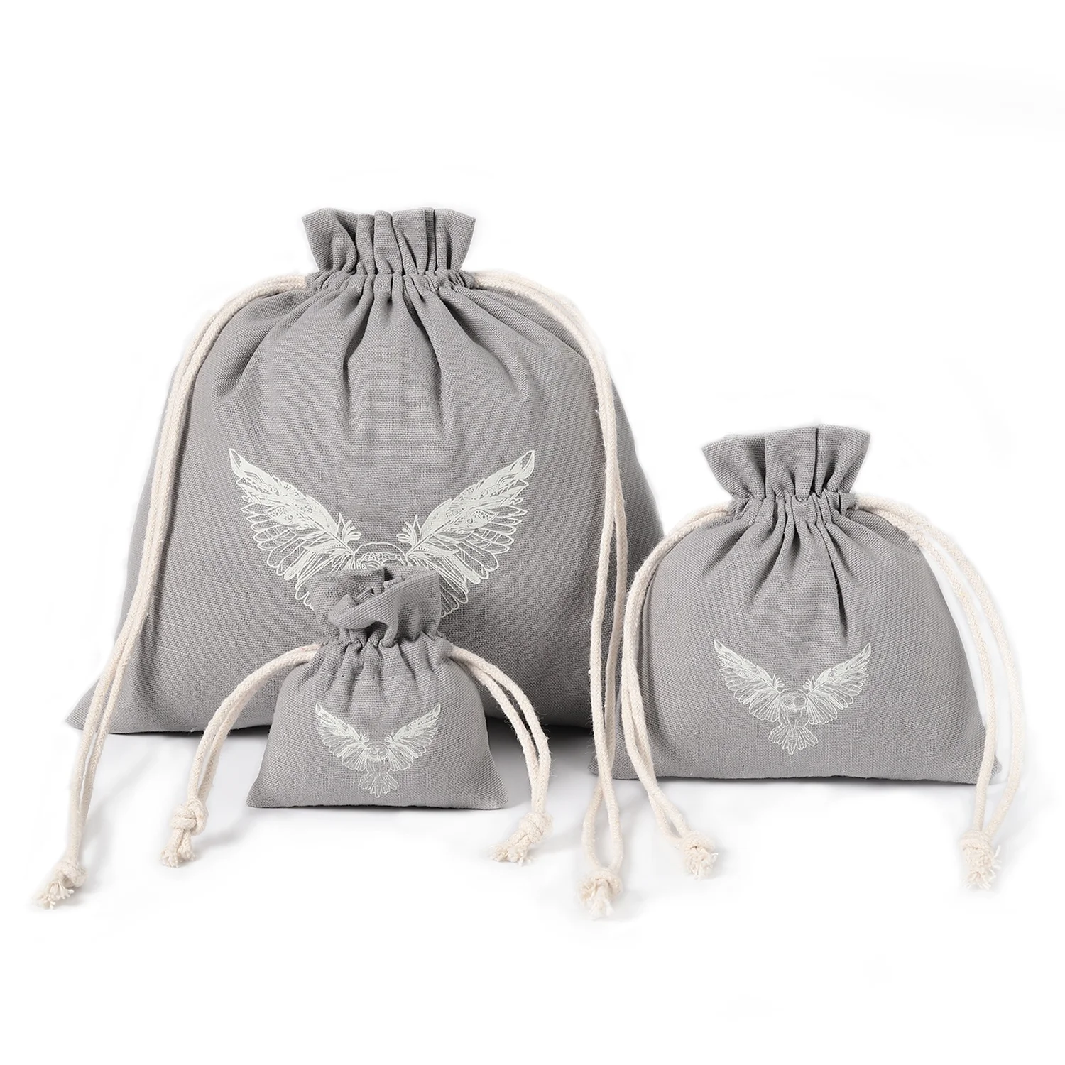 Wholesale custom logo silk clothes dustbag for handbags small natural cotton drawstring shoe dust bag