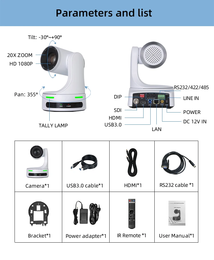 Новый дизайн камера видеоконференции OEM Ptz HD 1080P 20X USB3.0/SDI/HDM1/LAN выход церковь события Telehealth poe