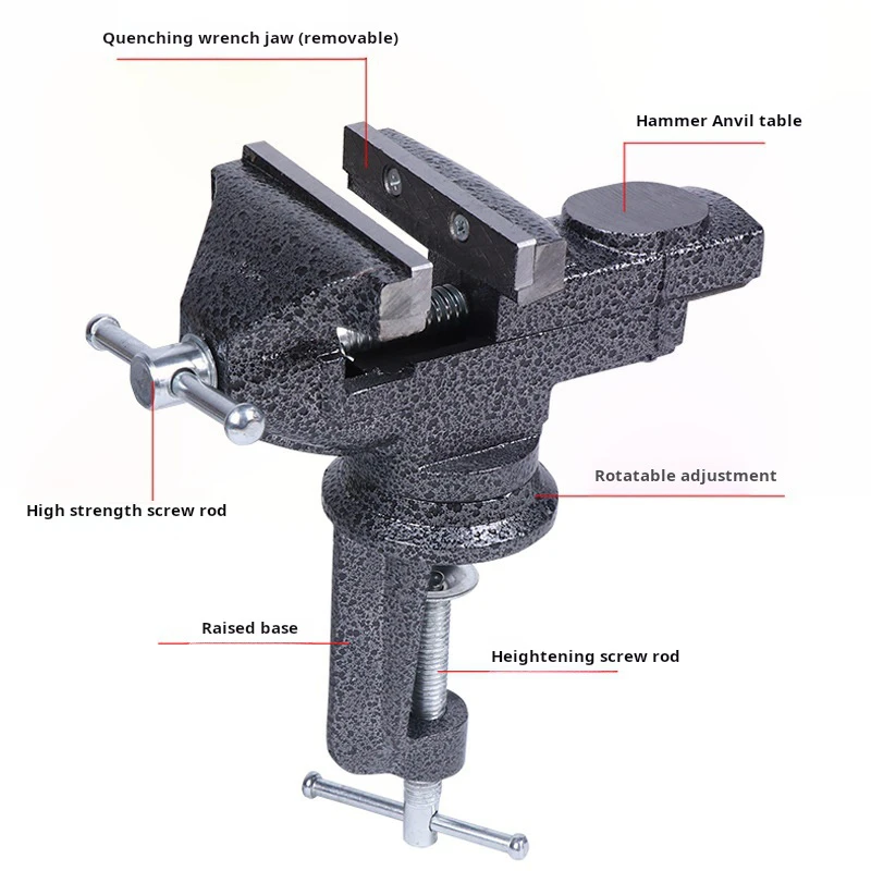 Carpentry/welder/high carbon steel table vise with strong bite force
