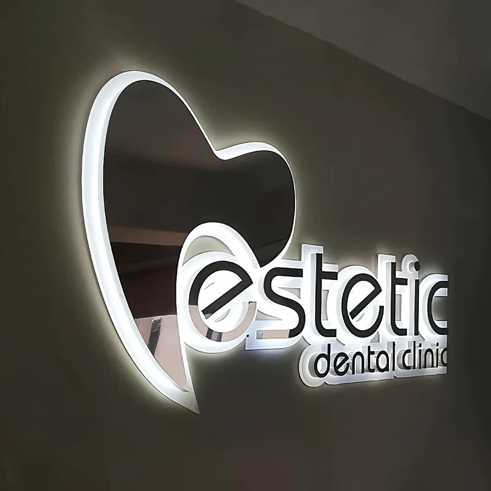 Custom 3D Business Sign 3D Metal Sign Custom Sign  Backlit Logo  For Company Wall Logo Signboard