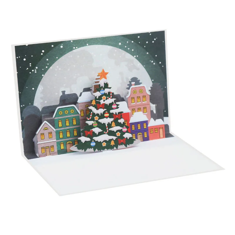 New arrival merry christmas pop up cards happy holidays christmas 3d greeting cards creative color