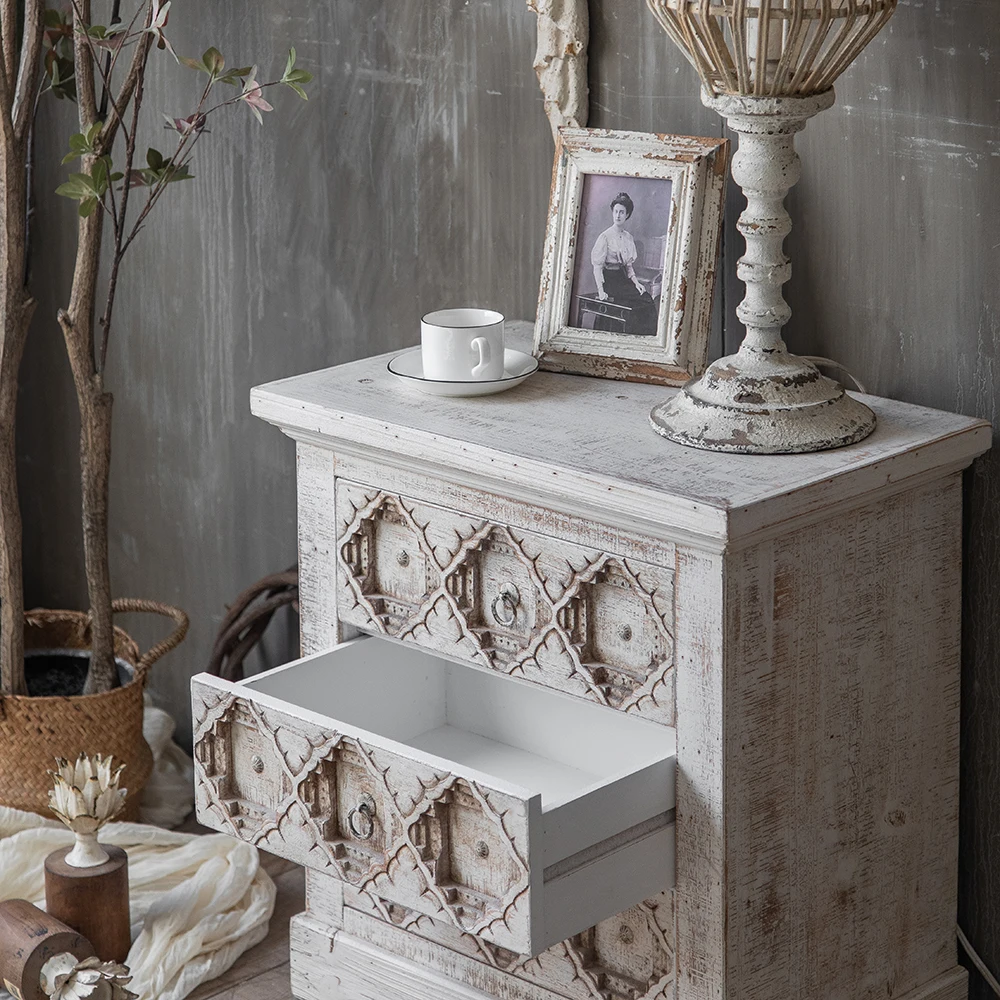 Antique Vintage Reclaimed Wooden Carved Door Side Board Retro Accent Cabinet Storage Chest Of Drawers Living Room Cabinets