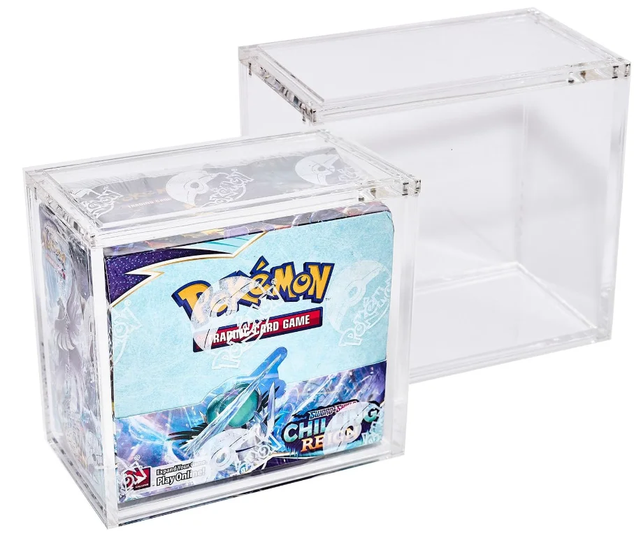 Hot Selling Transparent Stackable Acrylic Pokemoned Tcg Box Booster Display Protector With Magnetic Lid