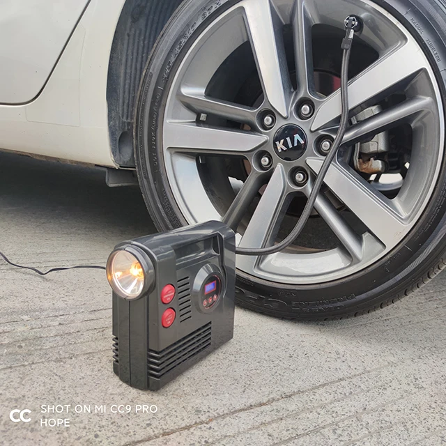 Protable car air pump 100psi tire inflator pump dc 12v digital car air compressor with LED light