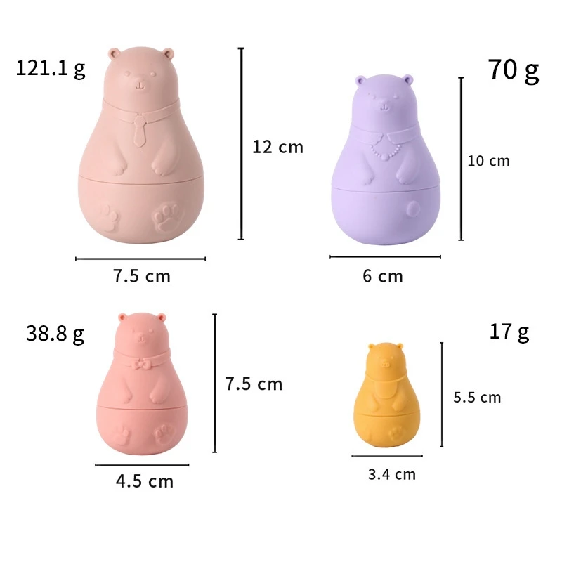 New Silicone Matryoshka Dolls Early Education Puzzle Building Blocks Baby Silicone Bear Nesting Toy