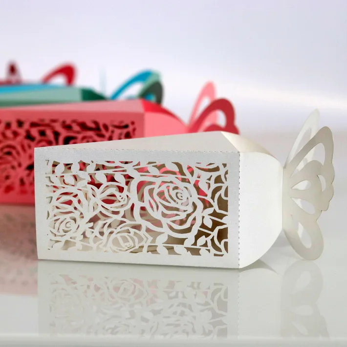 Triangle Laser Cut Butterfly Wholesale Sweet Box Paper Chocolate Candy Gift Box