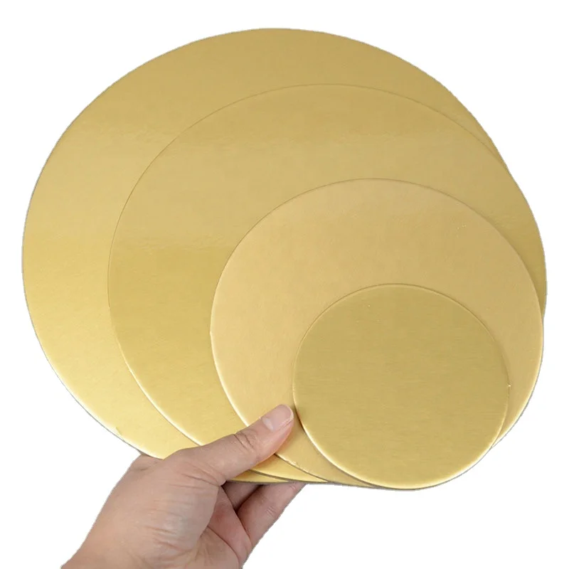 10-50cm Round Golden Cake Boards Paper Set Birthday Cake Stand Wedding Party Cupcake Dessert Displays Tray Decorations