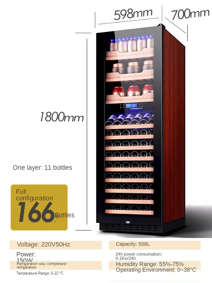 Odino Wine Cooler Wine Refrigerator Beverage Cooler with Double-Layer Tempered Glass Door 508L 168 bottle large capacity fridge