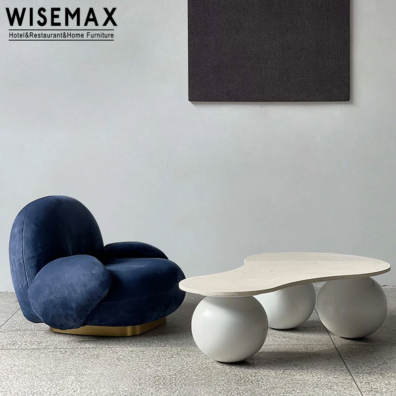 WISEMAX FURNITURE Nordic minimalist wooden center table Italian home furniture MDF top solid wood round shape leg center table