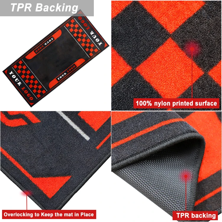 New Trend Motorcycle Mat Customized Pattern with Loop and Cut Pile Printed Carpet Made of Durable Nylon for Garage