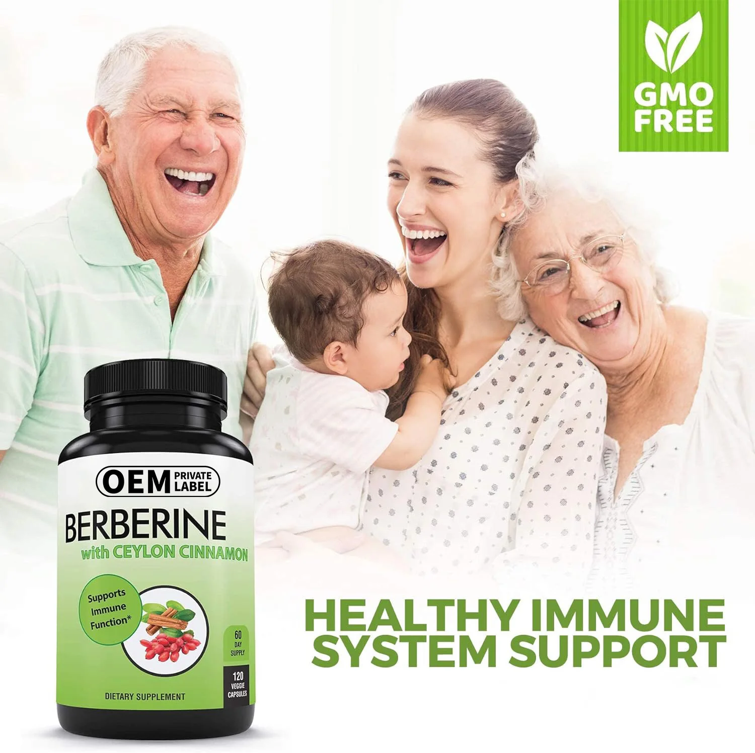 OEM Berberine Capsules With Ceylon Cinnamon for Supports Immune Function Healthcare Supplemnet Healthy System Support