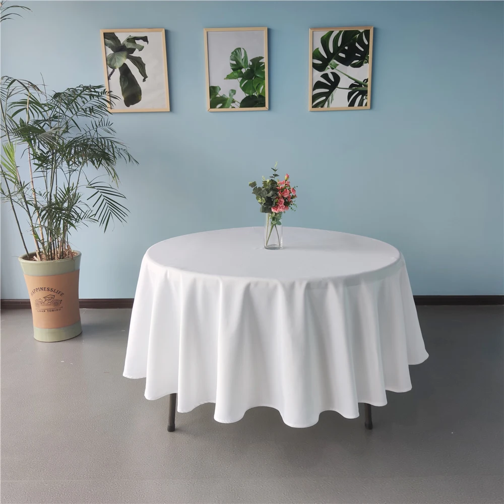 hot sale cheap custom waterproof polyester table cloth round wedding tablecloths