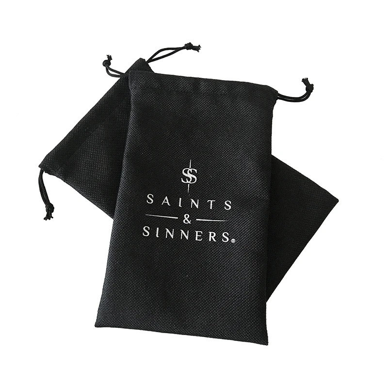 
Customized Logo Black Jute burlap Gift Pouches hemp drawstring Candle Bags 