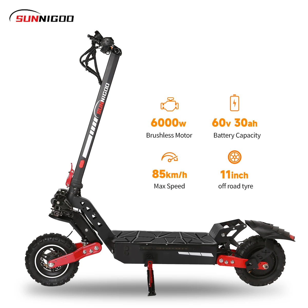 6000W 60V 11Inch Electric Scooter Adults Fast Dual Motor Waterproof 85Km Load Capacity Outdoor Off-Road Unisex Electronic