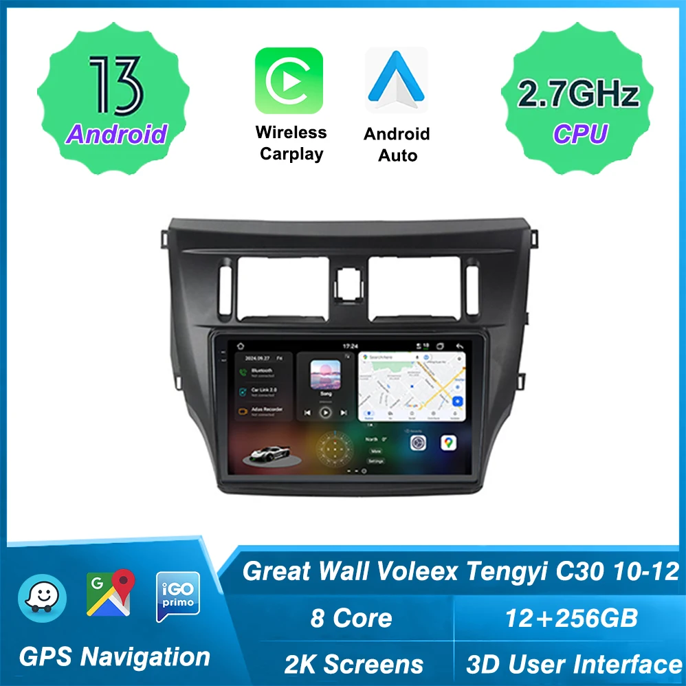 12+256G android radio  For Great Wall Voleex Tengyi C30 2010 - 2012 QLED 2K Screen Wireless carplay GPS Navigation head unit