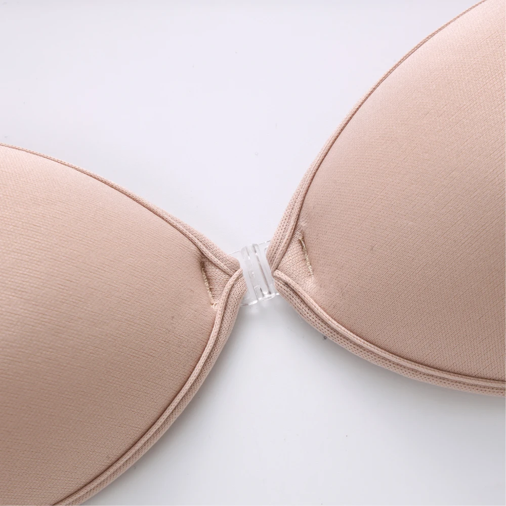 Mei Xiao Ti Glossy Cloth Silicone Bra Cup Fabric Face Silicone Inner Seamless Invisible Self-adhesive Stick On Chest Deep V Bra