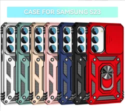 Army Push Window Anti-Fall Magnetic Mobile Phone Cover Invisible Bracket Protective Case For Samsung S23