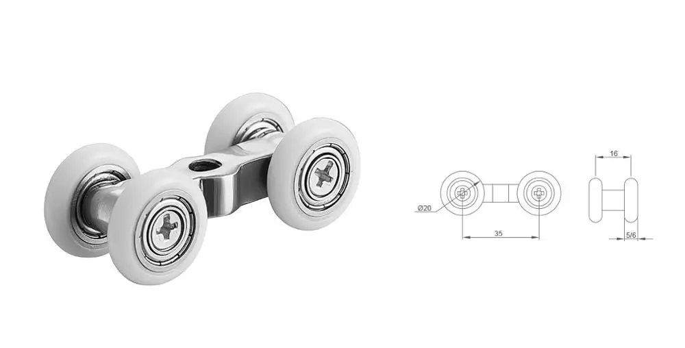 Durable fan shaped shower doors wheel glass shower sliding door pulley stainless steel rail