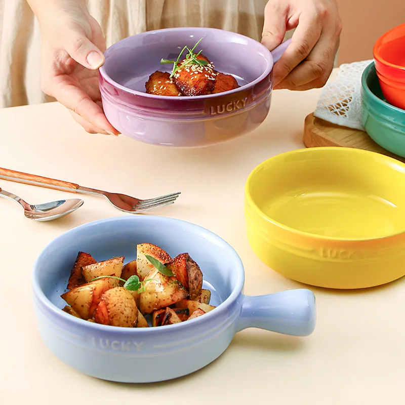 WHolesale Home Kitchen Cooking Pots Nonstick Kitchenware Baking Bowl Ceramic Bakeware With Handle