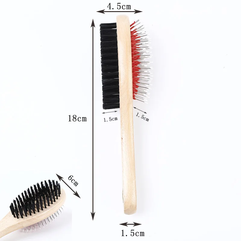 Pet wooden handle comb hair brush for cat cleaning double-sided needle comb