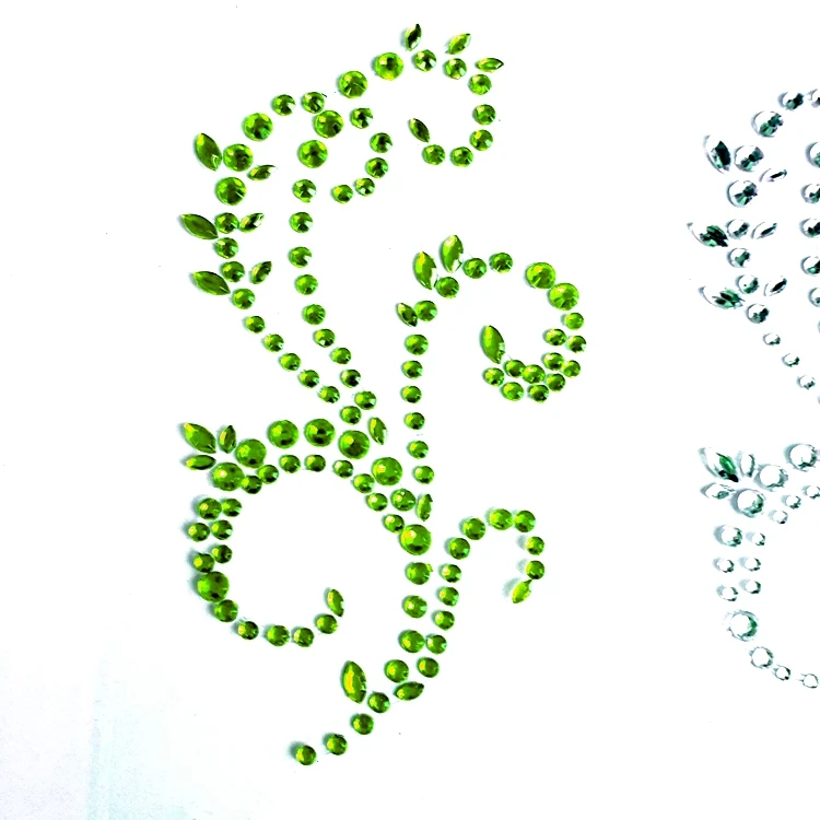 Custom Flower Vintage wall laptop glass Decor Rhinestone Flourish Sticker for Paper craft