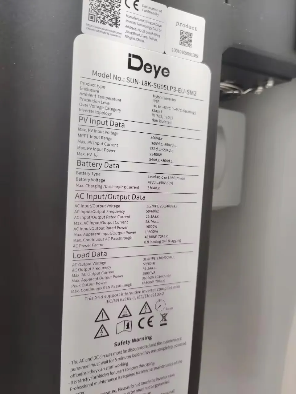 Deye New Model Sun-14/15/16/18/20K-Sg05Lp3-Eu-Sm2 14K 15K 16K 18K 20K Three Phase Hybrid Inverter