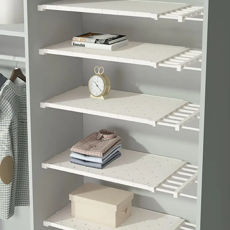 Closet Tension Shelf & Expandable Metal Storage Rack Adjustable Organizer DIY Divider Separator for Cabinet Wardrobe Cupboard