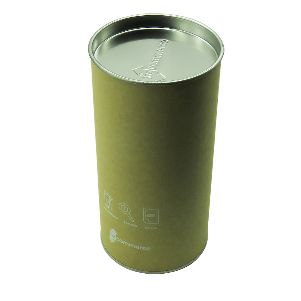 function mobile cellphone packing box metal tin lids ends cap kraft cardboard tube