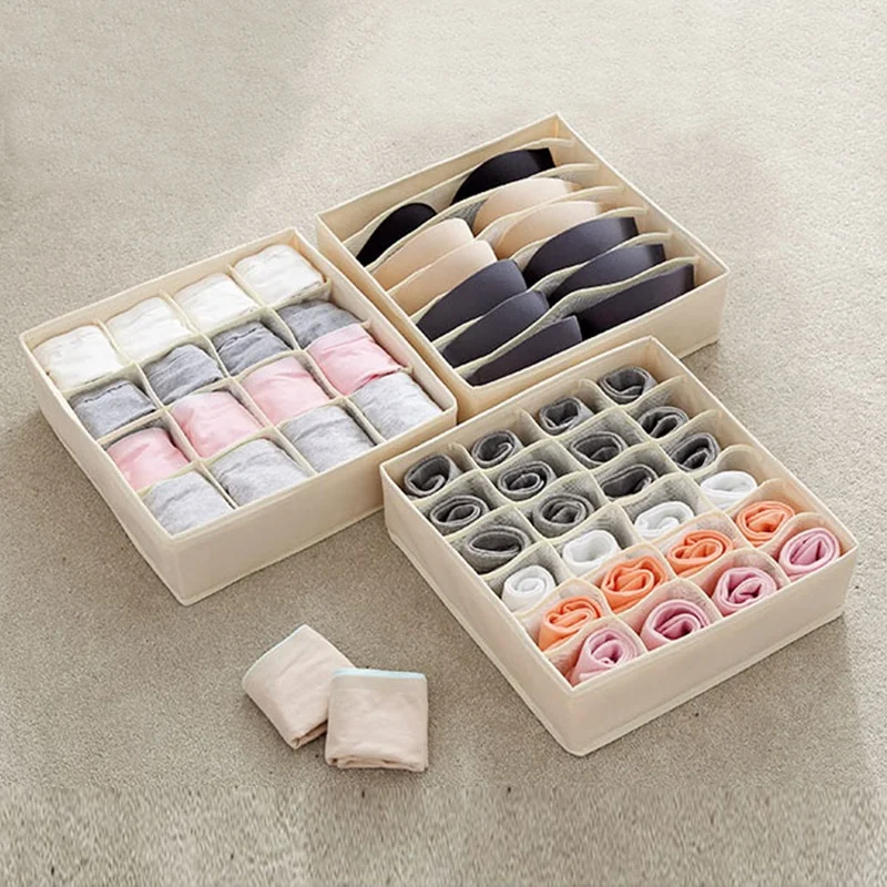 Multi-function Washable Foldable Fabric Underwear Storage Box Drawer Organizer For Closet