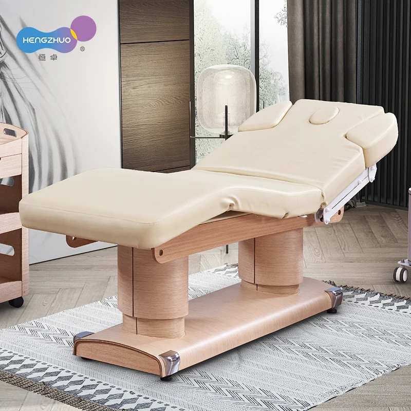 Luxury Electric Massage Table Bed with Sturdy Wooden Base Comfort Full Body Couch Reclining Beauty Facial Chair Memory Function