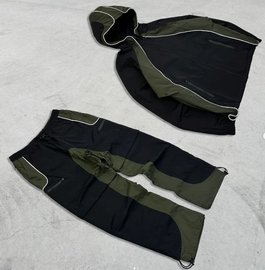 Custom unisex nylon track suit men windbreaker tracksuit 3M reflective tracksuit