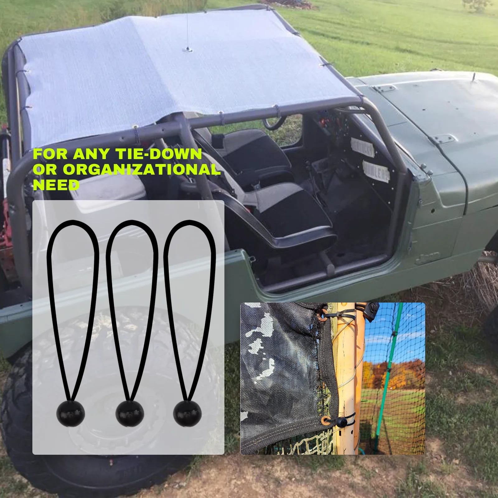 Manufacturer Wholesale 28 Pack Camouflage Bungee Ball Set Ball 1inch length 9 inch