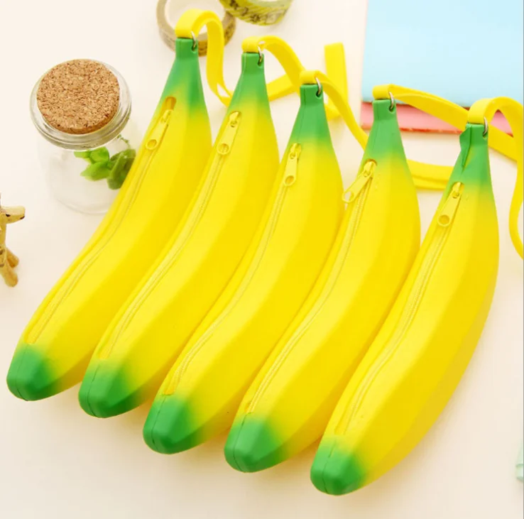 
China manufactory custom banana shape silicone pencil case 