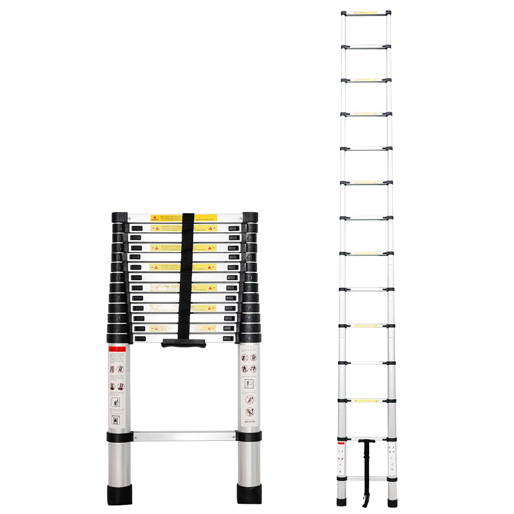 5M Aluminium Telescopic Ladder retractable telescopic loft ladder foldable easy store step ladder safe Transformation Ladder