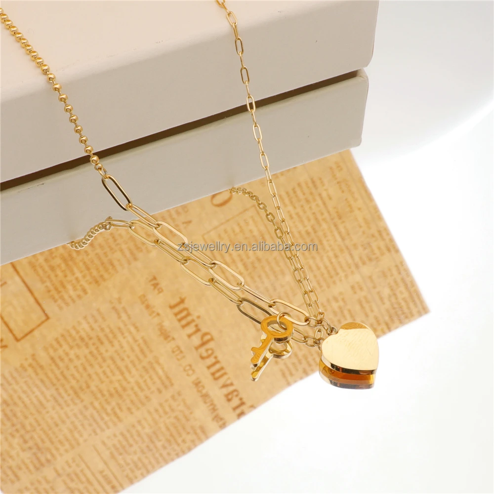 Hand Hamas Fatima Gold Plated Girl Custom Stainless Steel Custom Trouser Heart Chain Design Jewelry African 7690 Necklaces