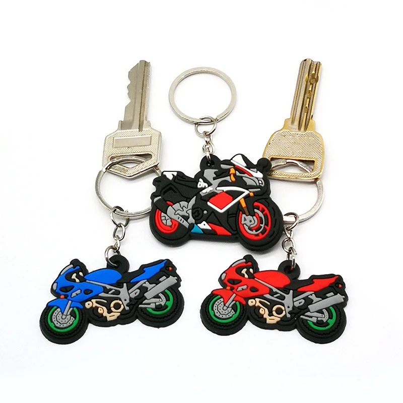 Customized Soft Rubber 3D 2D Motorcycle Pvc Keychain Promotion Personalized Cartoon Cute Pvc Keychain