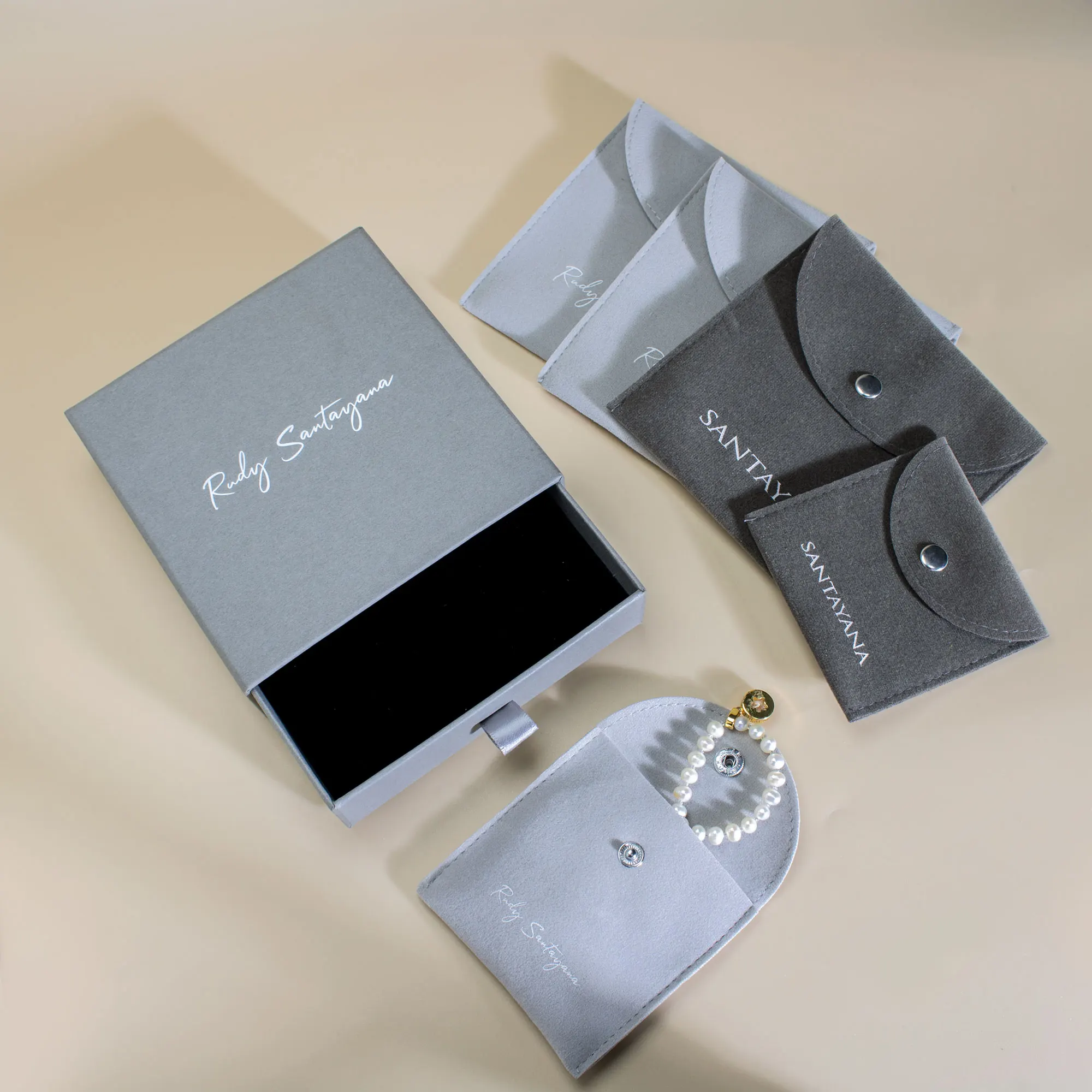 Custom Cardboard Paper Drawer bracelet Box And Pouch Pendant Necklace Ring  Bag Drawer Gift Jewelry Box Jewelry Packaging Box